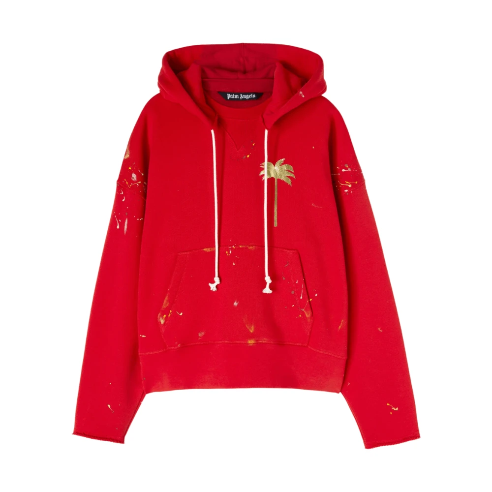 Palm Angels Men's Red Neck Logo Hoodie - Hoodies - Xs - Sweatshirts & Hoodies