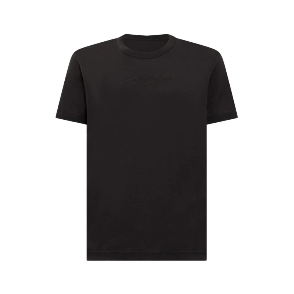 Dolce & Gabbana Men's Black Embroidered Signature T-Shirt
