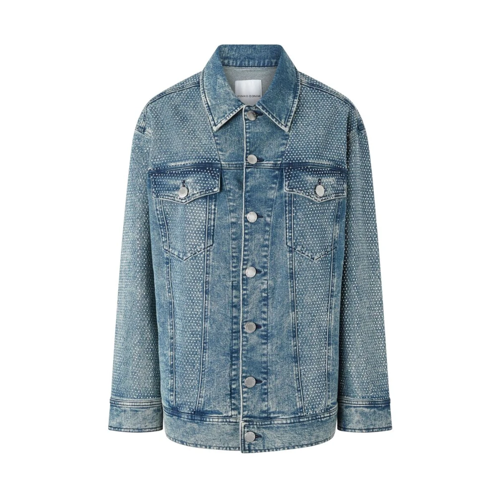 Pinko Indigo Blauwe Knoopsluiting Buitenkleding Blue Dames