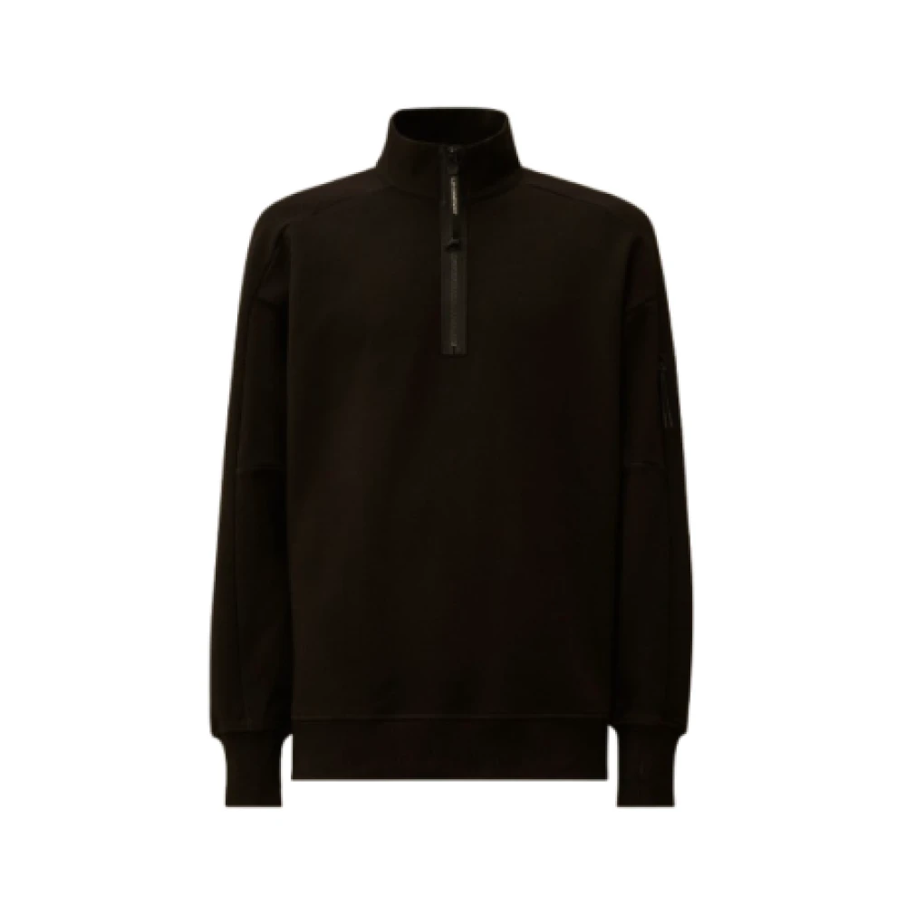 C.p. Company Men's Black Half-Zip Cotton Fleece Sweatshirt - Zip-Throughs - M - Sweatshirts & Hoodies