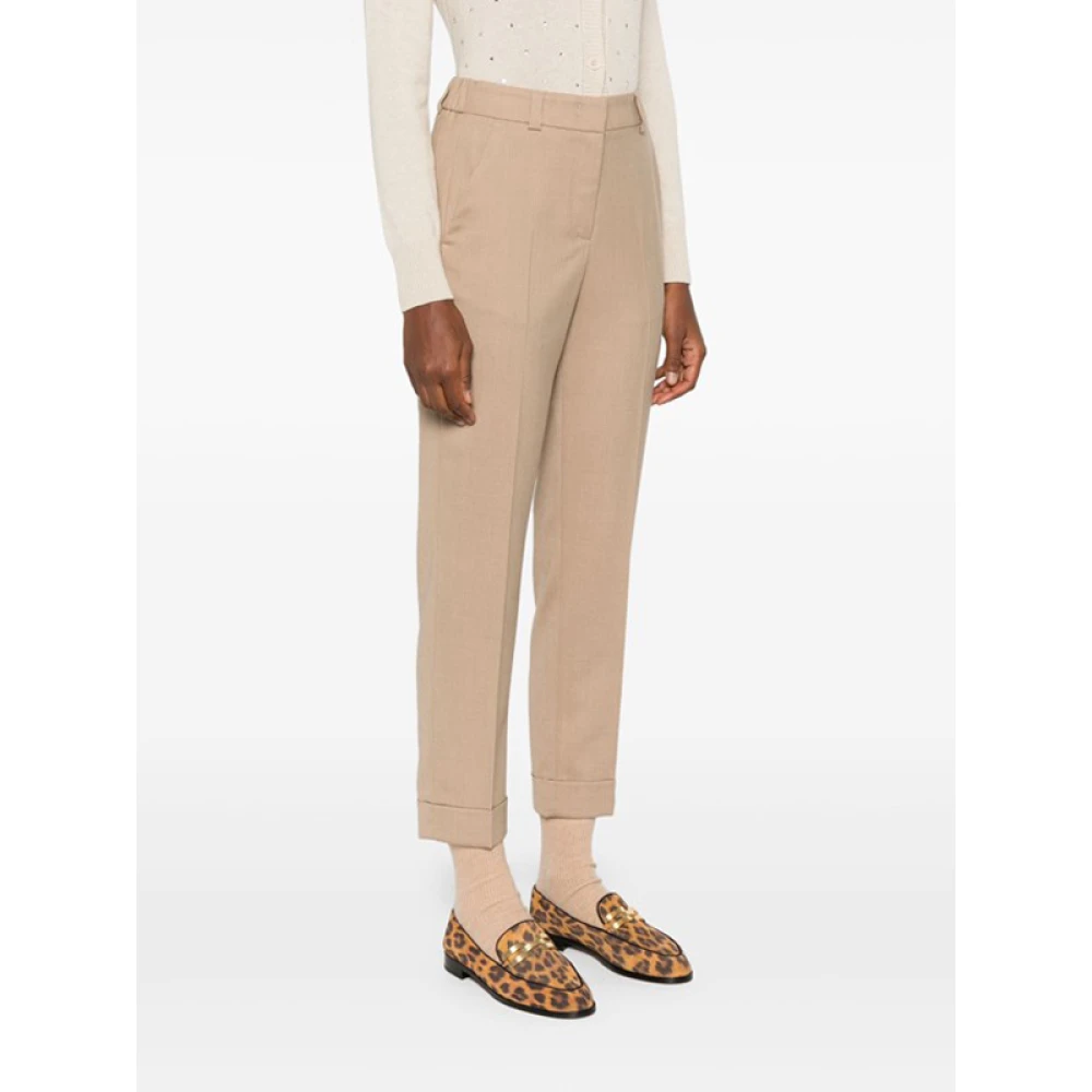 PESERICO Beige Wolmix Slim Fit Broek Beige Dames