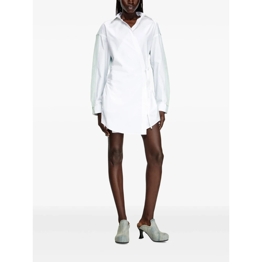 Diesel Witte Wrap Jurk Katoen Denim White Dames