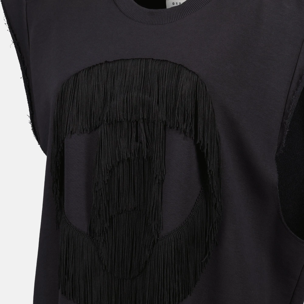 MM6 Maison Margiela Fringe Katoenen Jurk Black Dames
