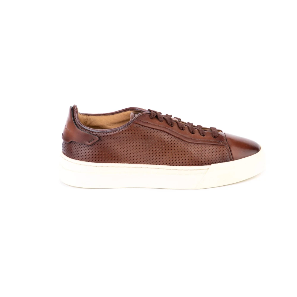 Santoni Drilled Leather Sneakers Mod. Gloria Brown, Herr