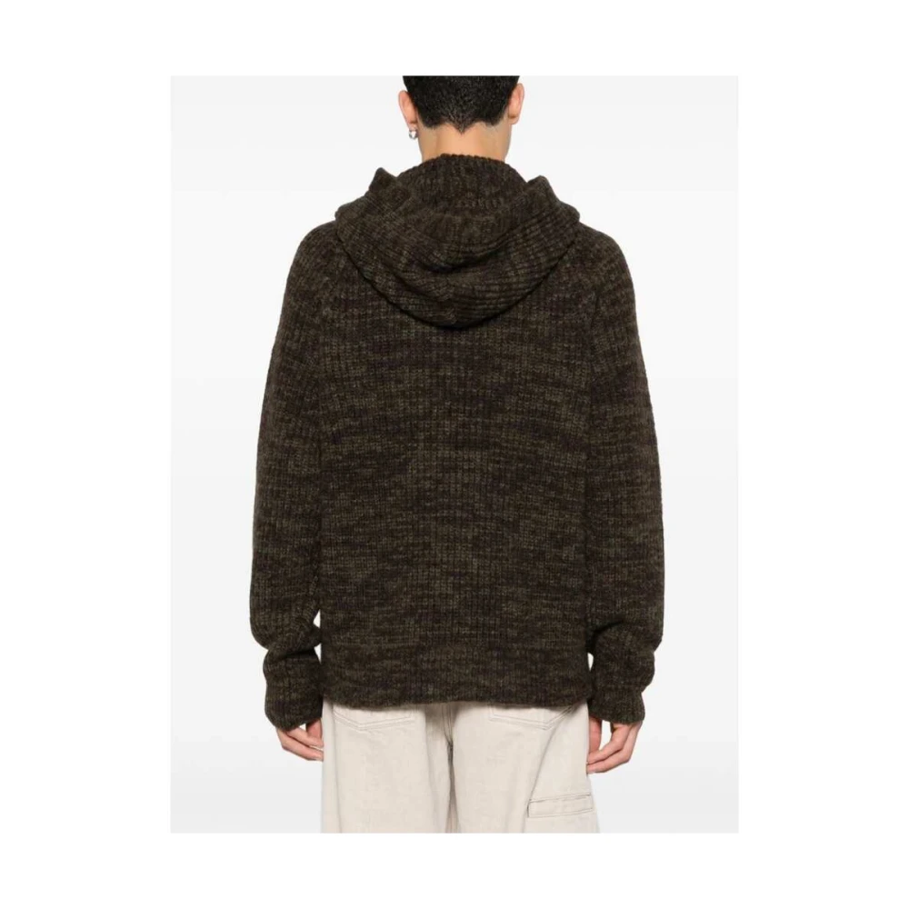 Laneus Grof Gebreide Olijfgroene Hoodie Green Heren