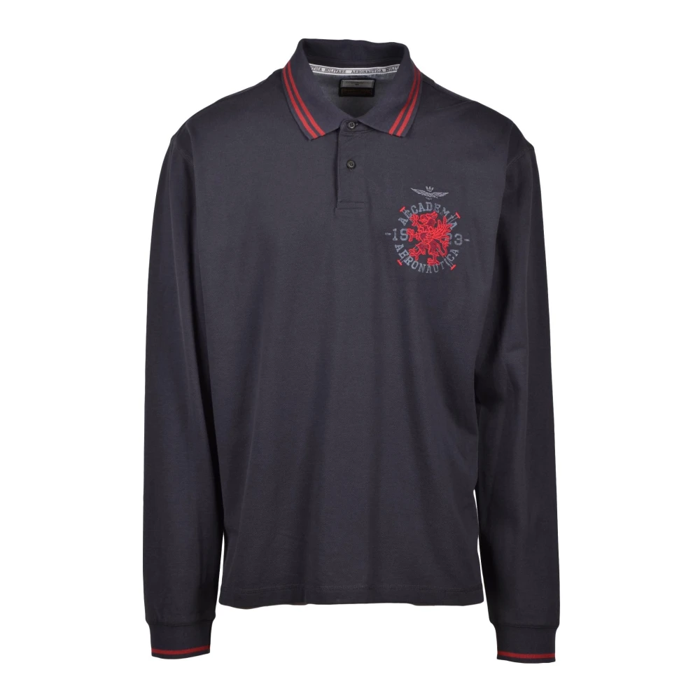 aeronautica militare Militaire Polo Shirt 100% Katoen Black Heren