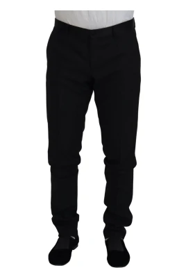 Elegant Svart Ullblandade Byxor