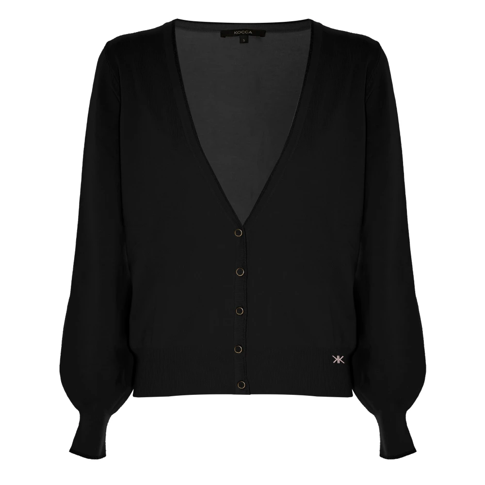 Kocca Verfijnde Gebreide Vest met Contrasterende Rand Black Dames