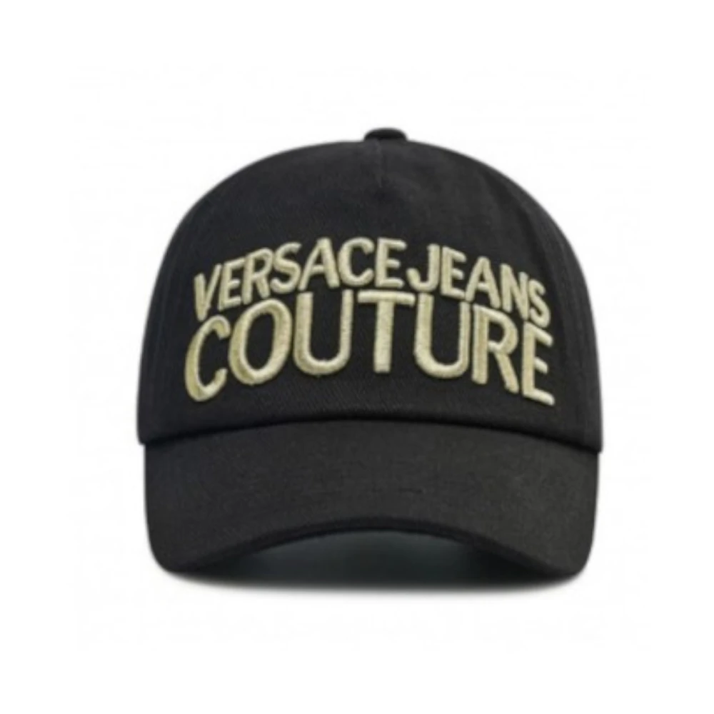 Versace Jeans Couture Svart Unisex Keps med Broderad Guldlogotyp Black, Unisex