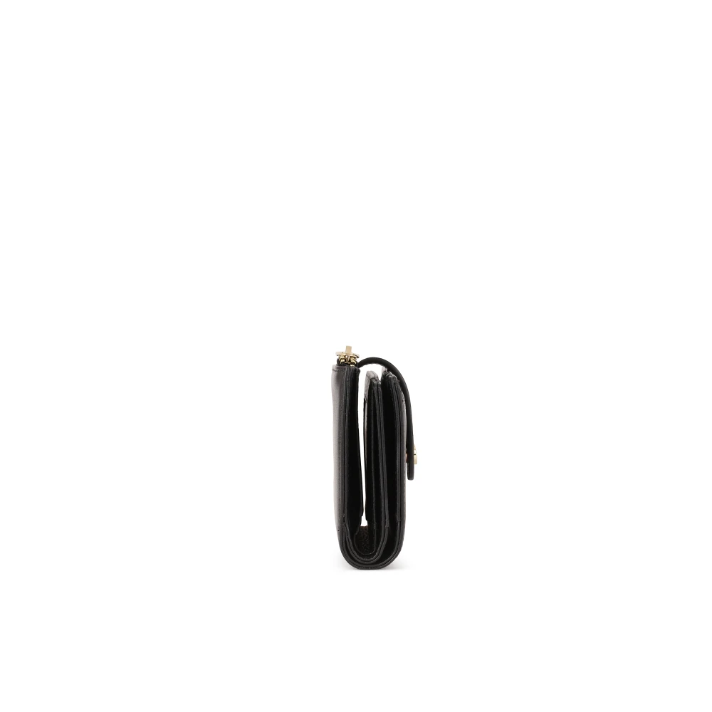 Kazar Zwarte platte leren portemonnee Black Dames