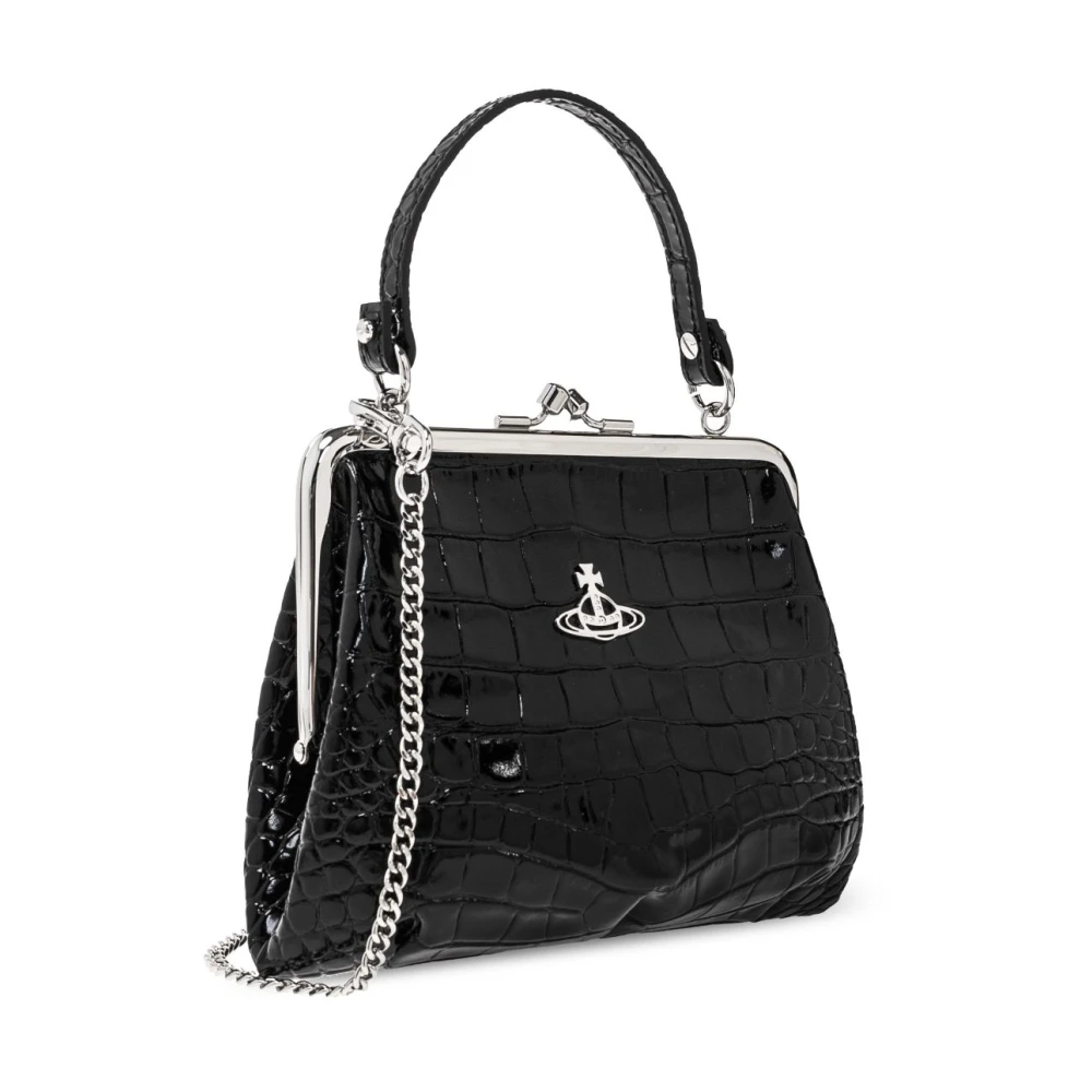 Vivienne Westwood Zwarte Krokodileffect Schoudertas Black Dames
