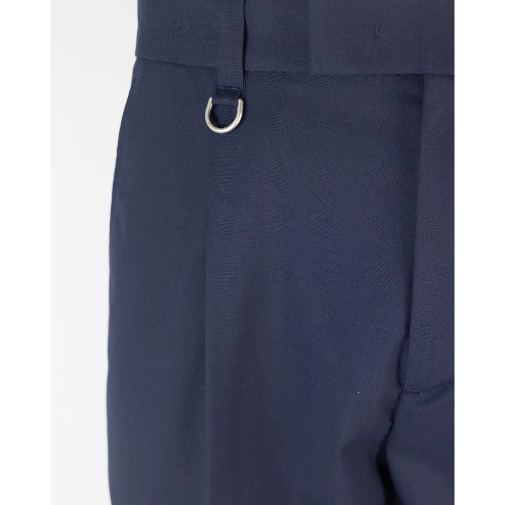Paolo Pecora Blauwe Geplooide Slimme Pijp Broek Blue Heren