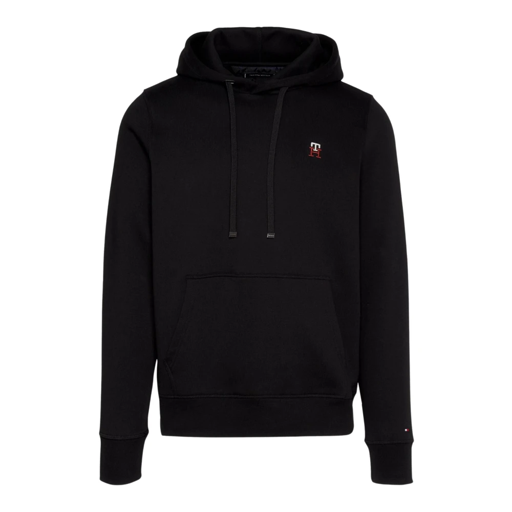 Tommy Hilfiger Herr Logo Kontrast Hoodie Black, Herr