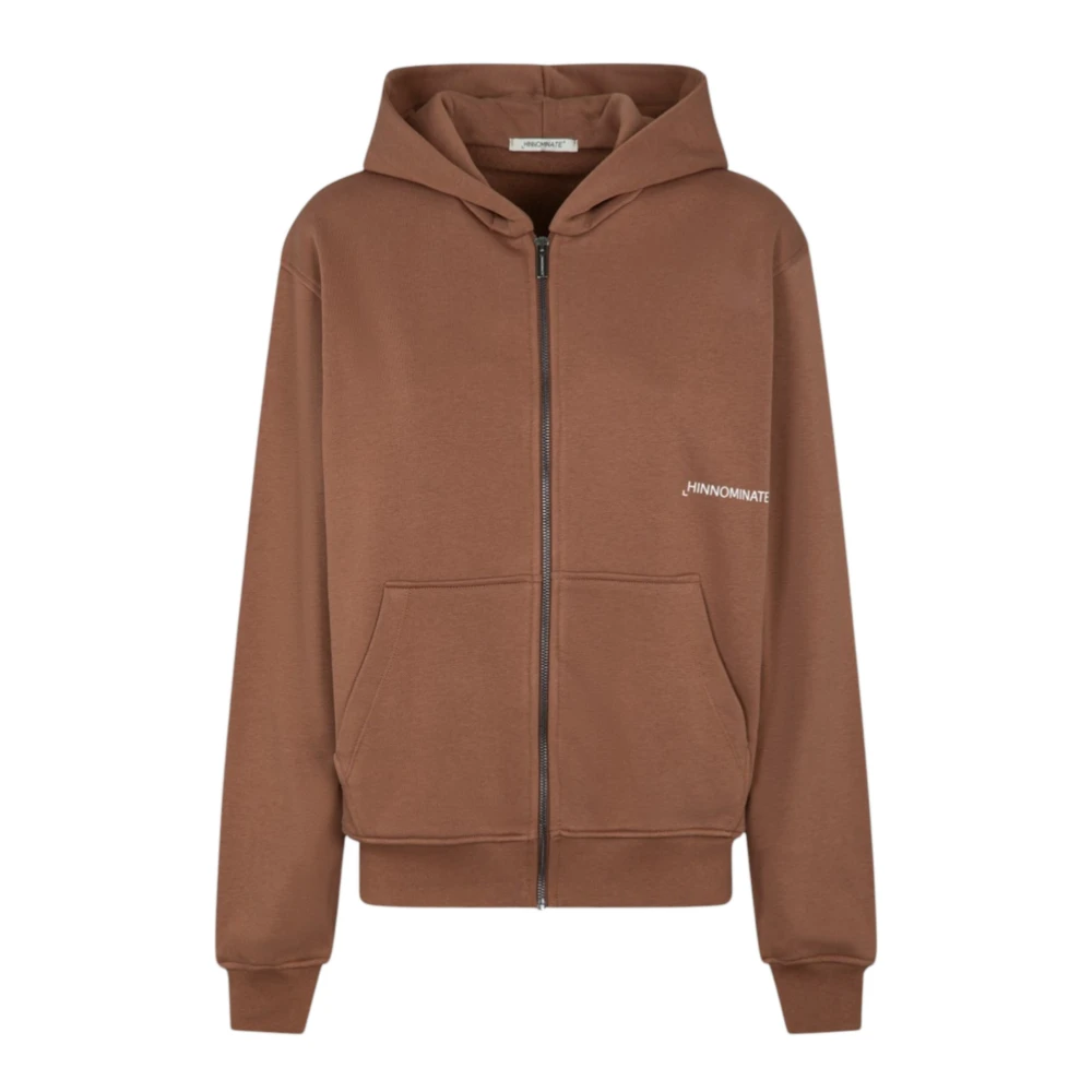 Hinnominate Women's Brown Zip-Throughs, S, Felpa Basica Con Zip E Cappuccio