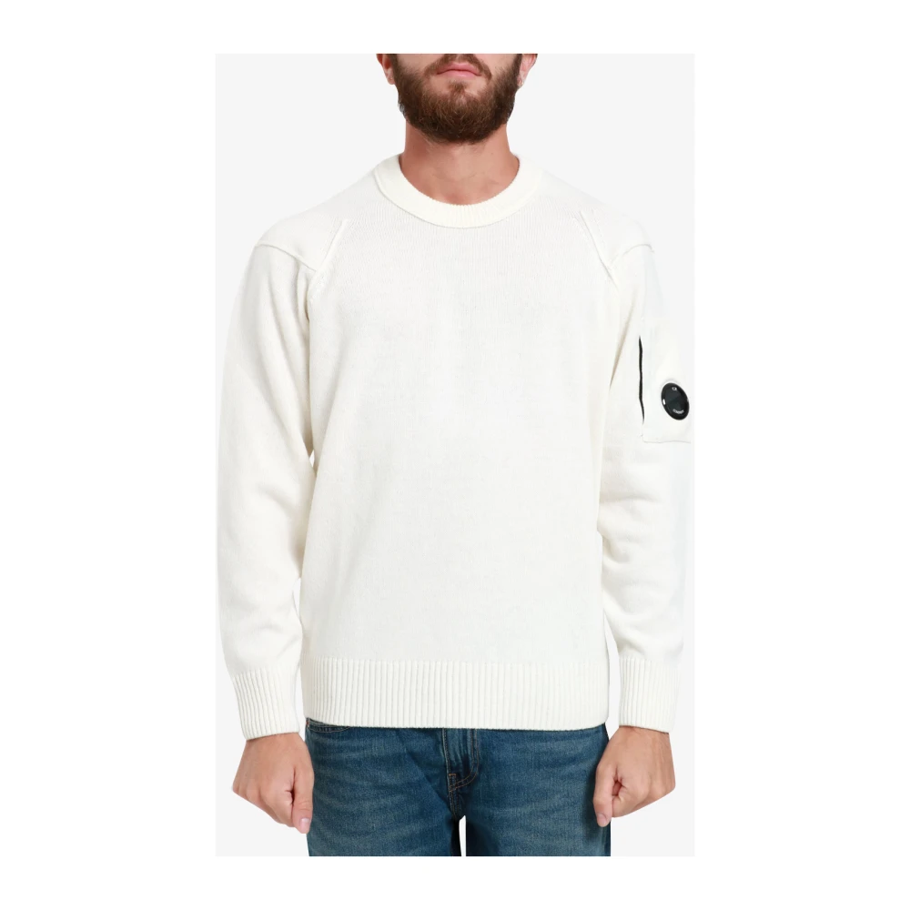 C.P. Company Witte Lamswol Crew Neck Sweater White Heren