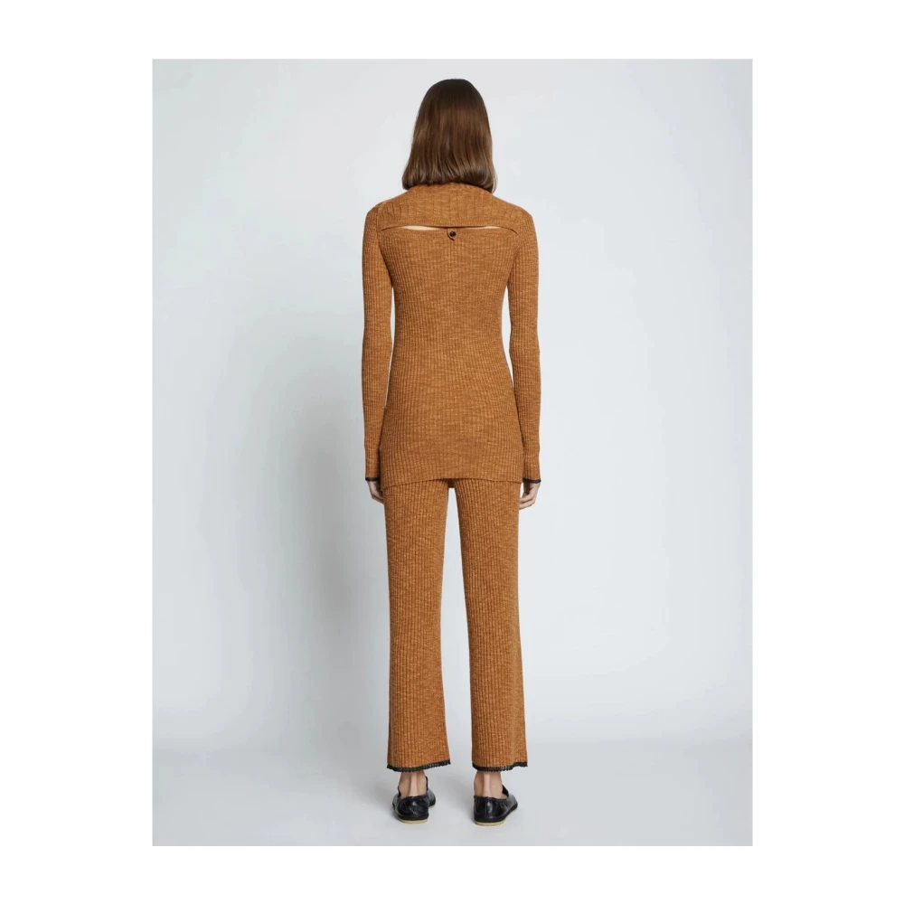 Proenza Schouler Ribgebreide Top met Achteruitsnijding Brown Dames