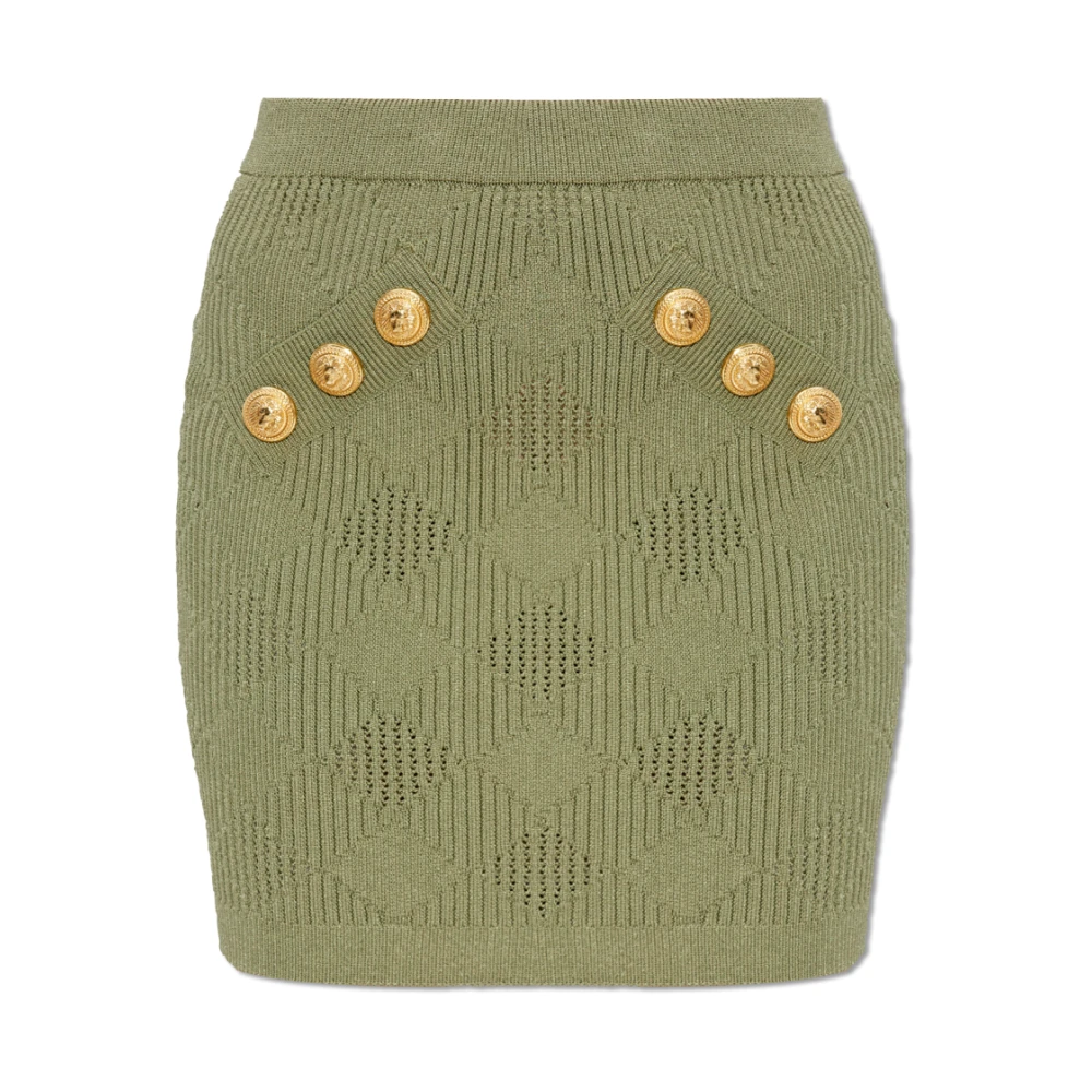 Balmain Women's Green Skirt With Decorative Buttons - Short Skirts - Xs - Skirts