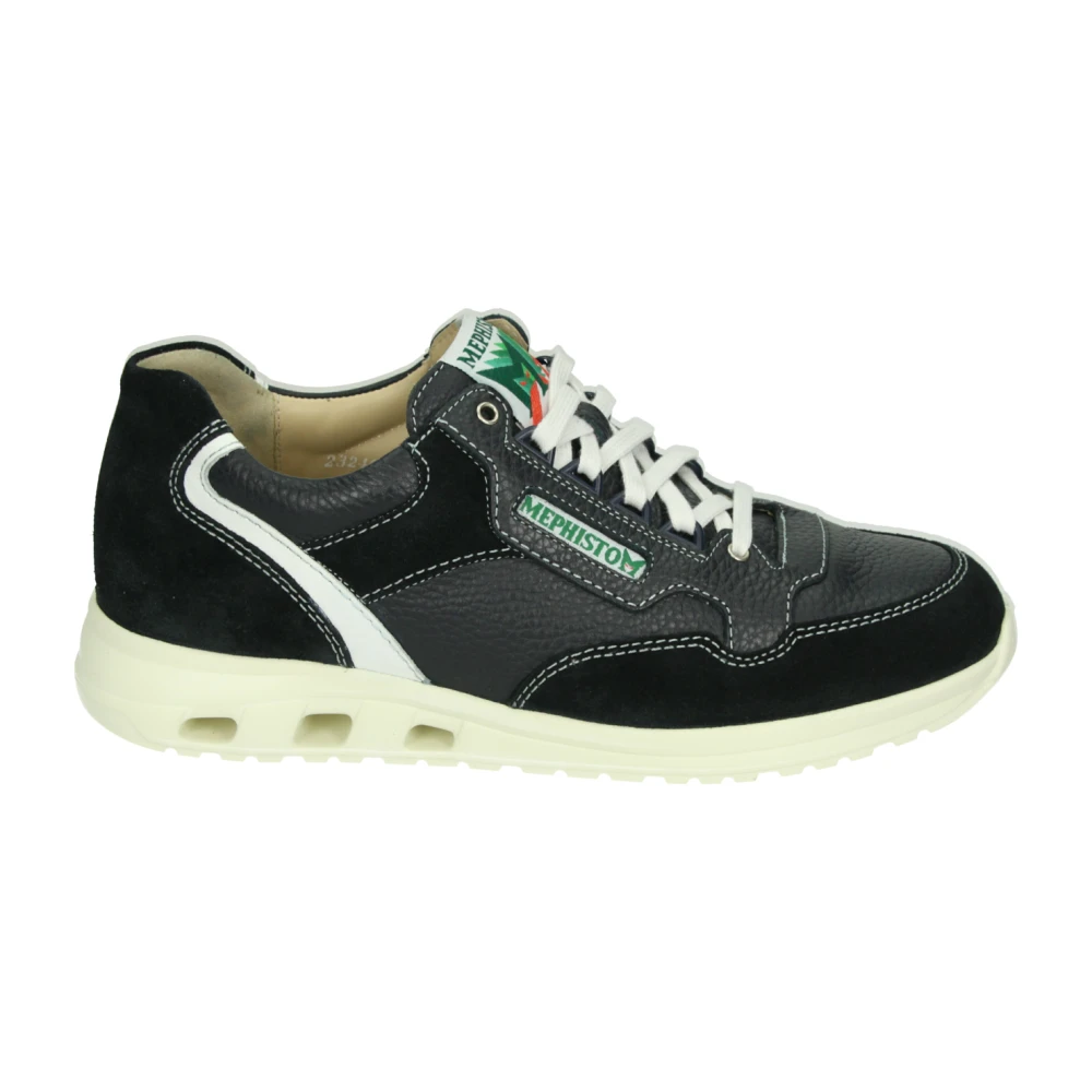 Mephisto Blauwe Casual Leren Sneakers Heren Schoenen Veelkleurig Multicolor