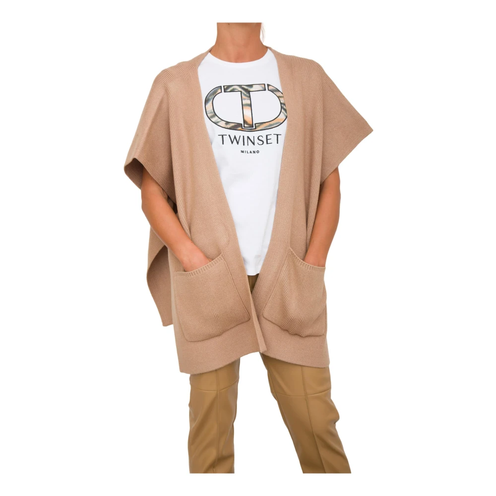 Twinset Beige Poncho voor Stijlvolle Look Beige Dames