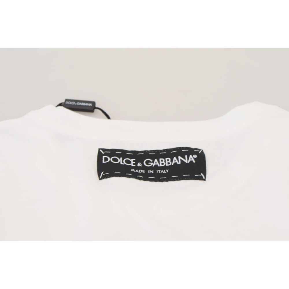 Dolce & Gabbana Iconische Prints Wit Katoenen T-shirt White Dames