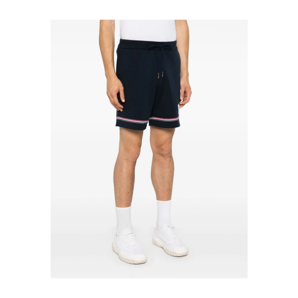 Thom Browne Blauwe Jersey Shorts met RWB Streep Blue Heren