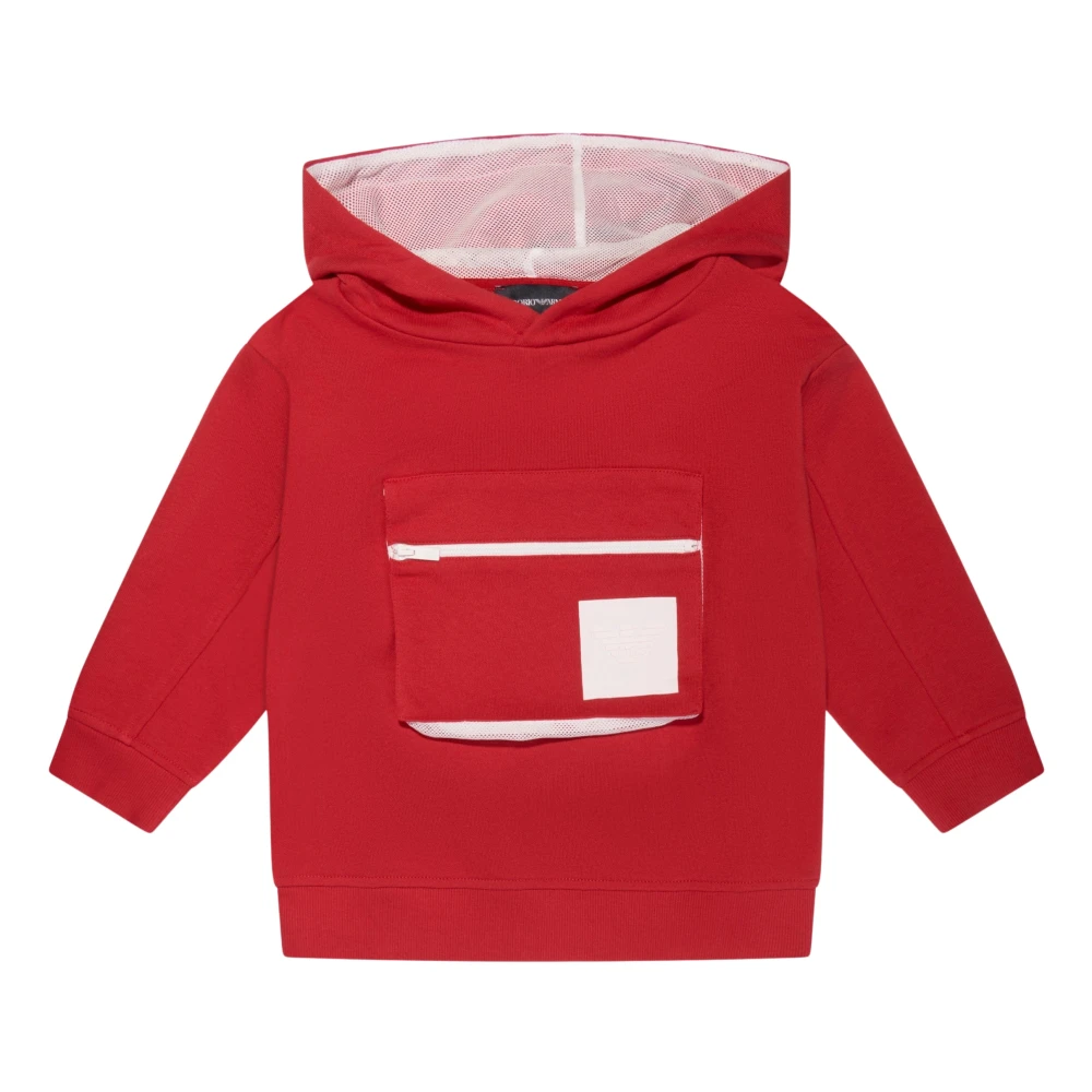 Emporio Armani Boys Red Sweatshirts,, Front Pocket Hoodie Size 14 Y