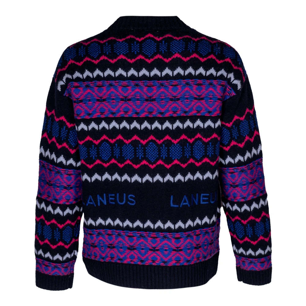 Laneus Heren Cardigan Over Fit Jacquard Details Multicolor Heren