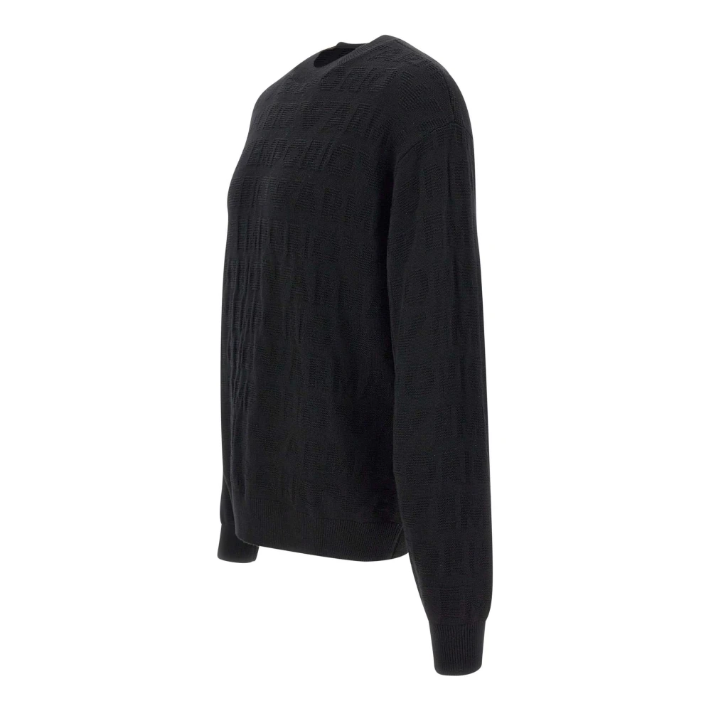Emporio Armani Zwarte wollen trui met logoborduursel Black Heren