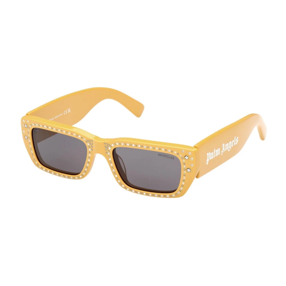 Moncler Gula Acetat Solglasögon med Brillantini och Palm Angels Yellow, Dam