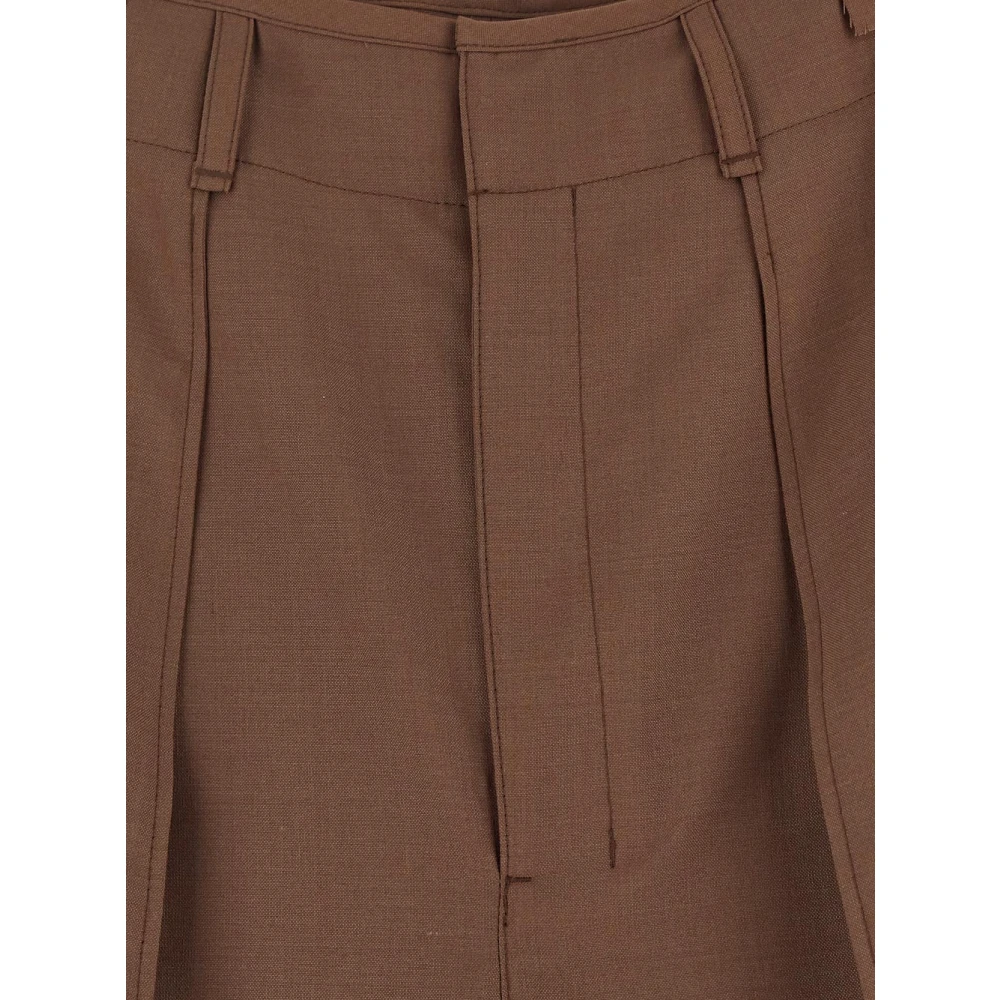 Lemaire Wollen Gebogen Broek Brown Dames