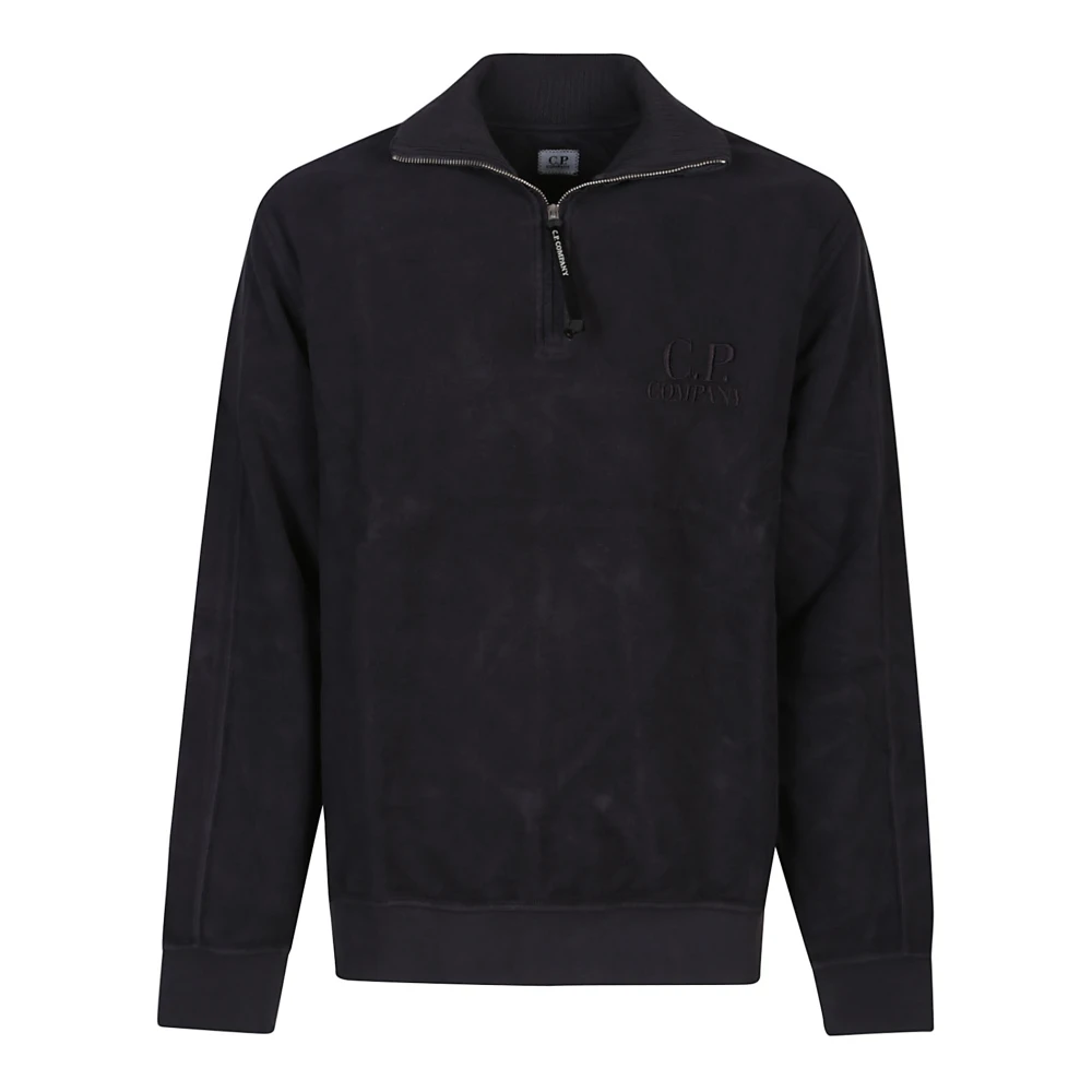 C.P. Company Diagonale Polo Kraag Sweatshirt Black Heren