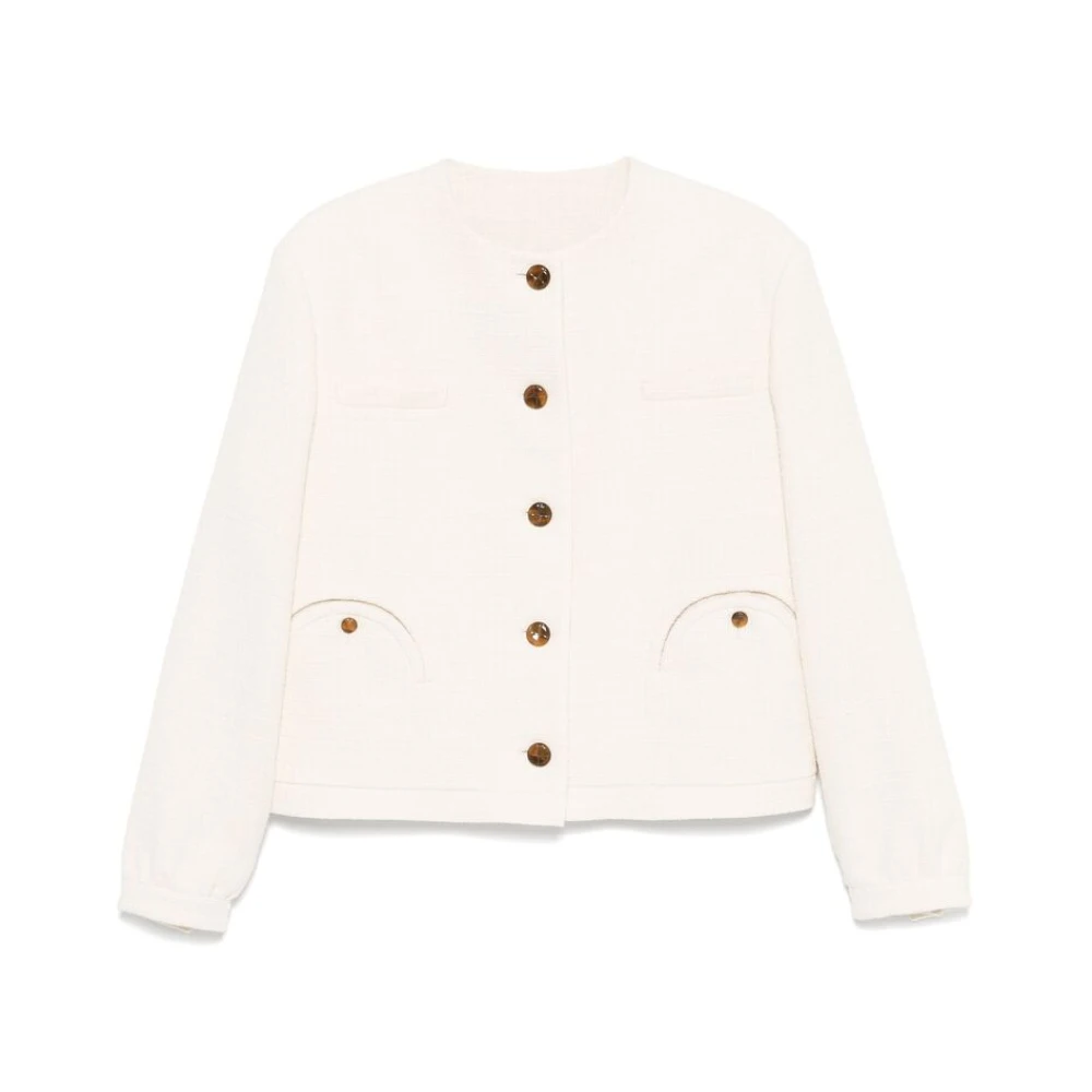 Blazé Milano Ecru Knopen Buitenkleding met Zakken Beige Dames