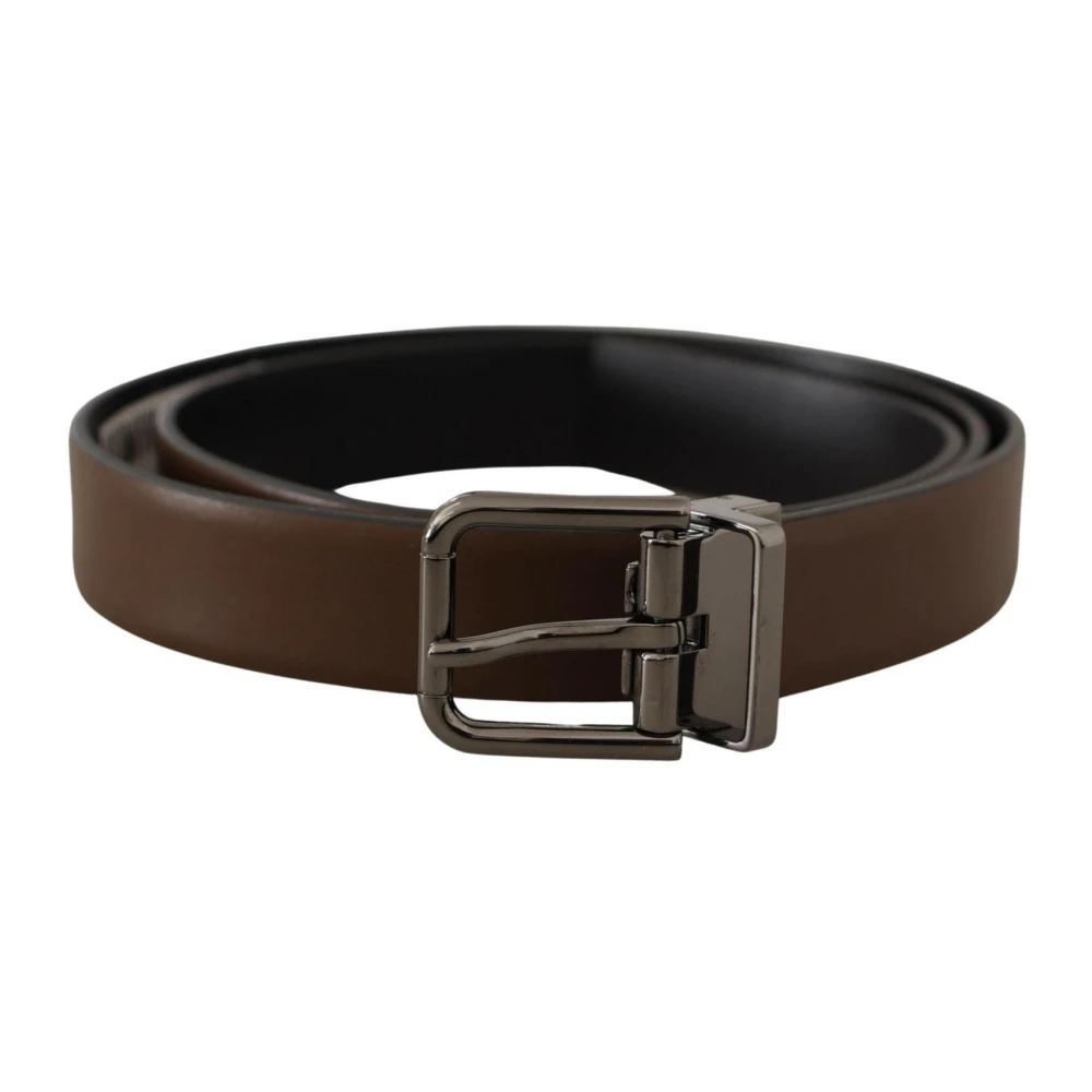 Dolce & Gabbana Omkeerbare Bruin Leren Riem Brown Heren