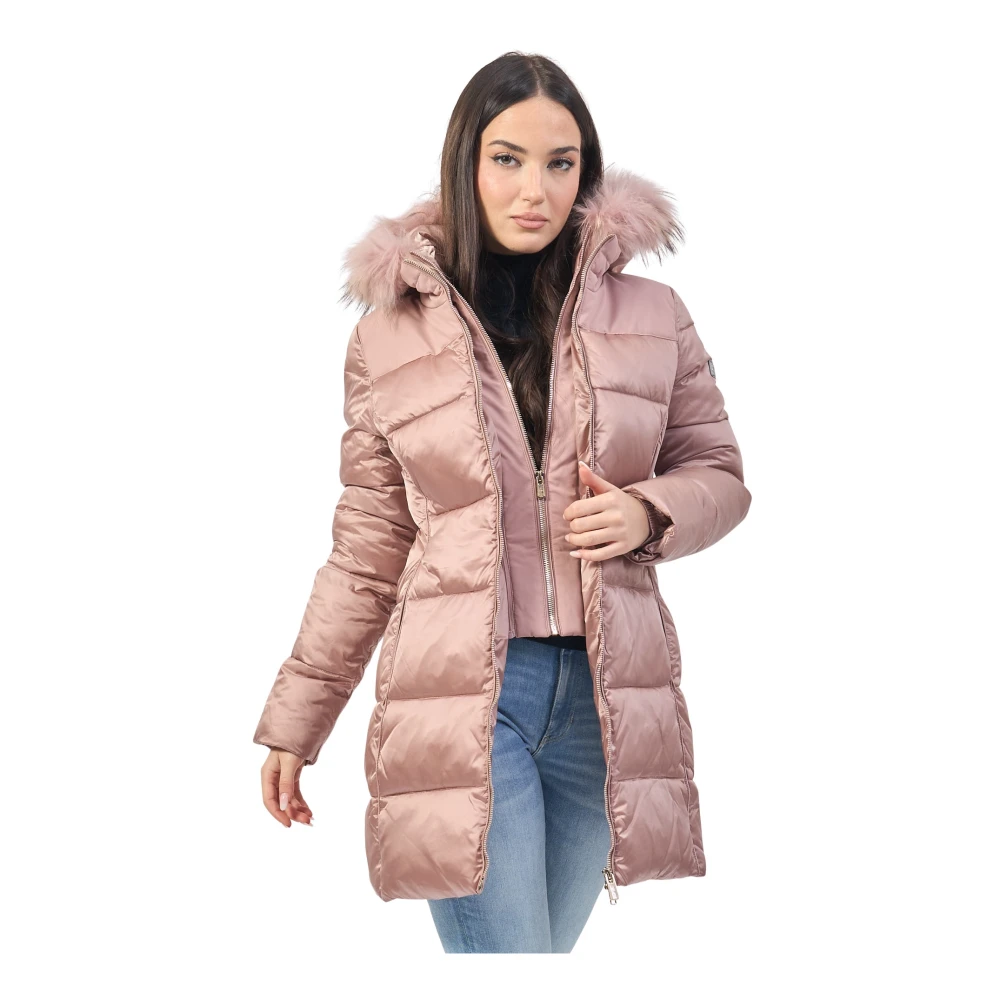 YES ZEE Roze gewatteerde jas met nepbont Pink Dames