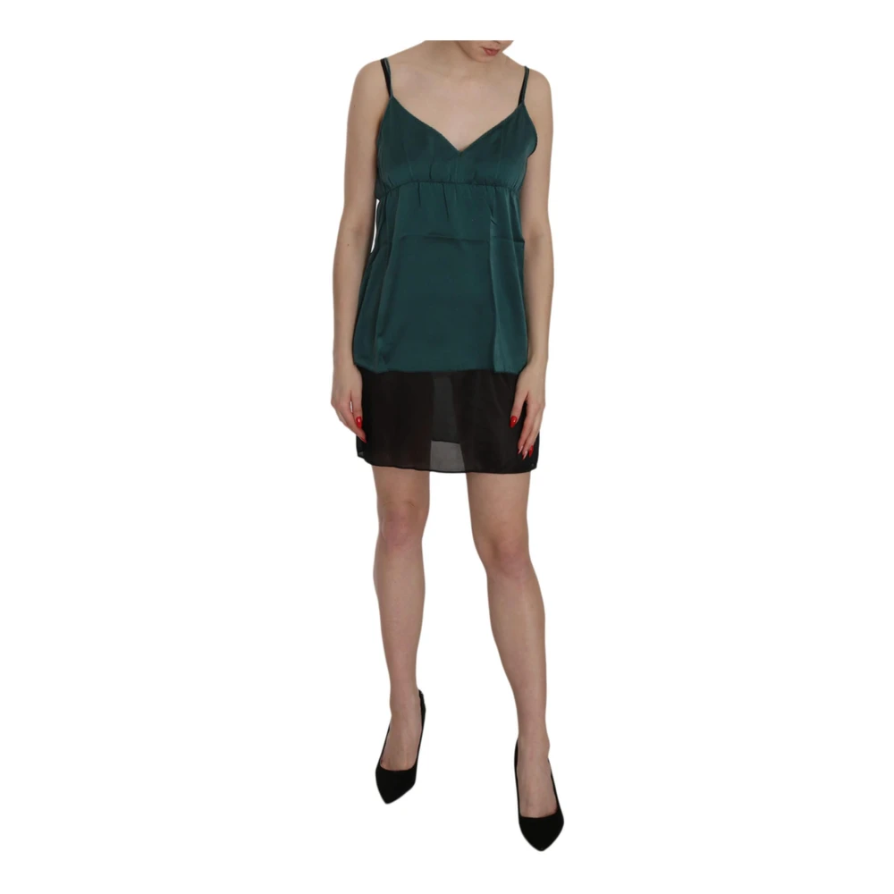 Pink Memories Women's Green Silk Spaghetti Strap Mini Dress - Short Dresses - M - Dresses