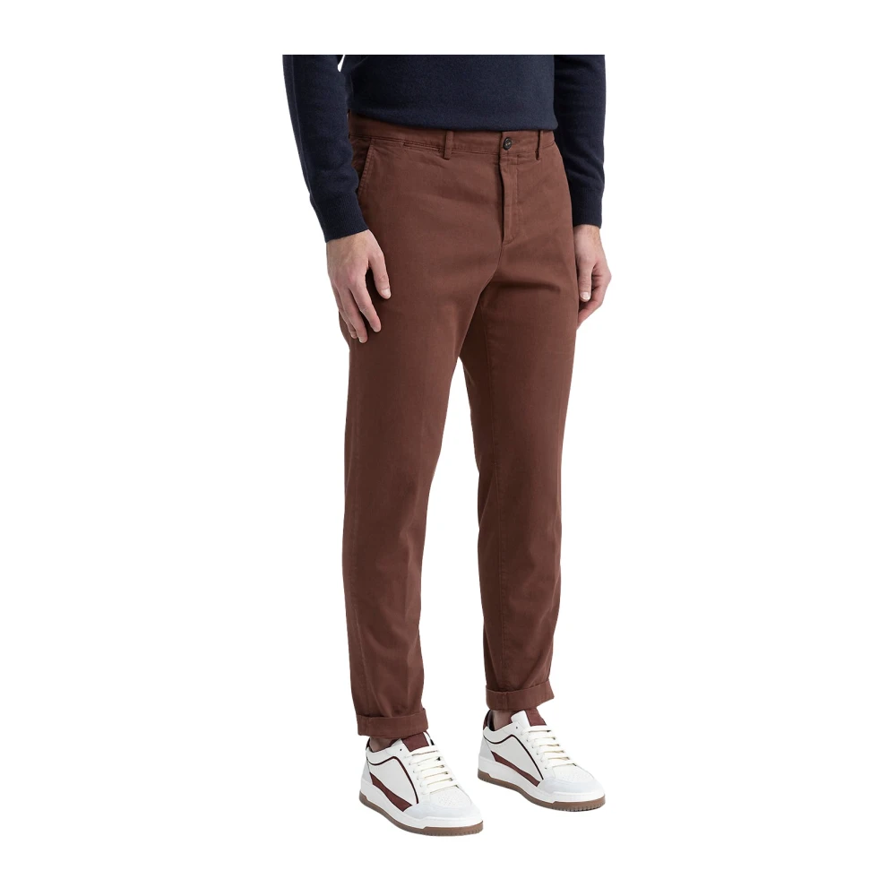 PESERICO Stretch katoenen chino's Brown Heren