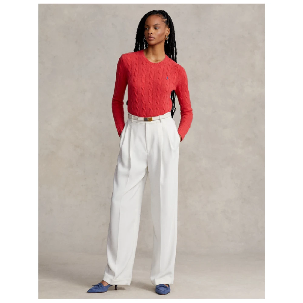 Polo Ralph Lauren Julianna Gedraaide Gebreide Trui in Lente Rood Red Dames