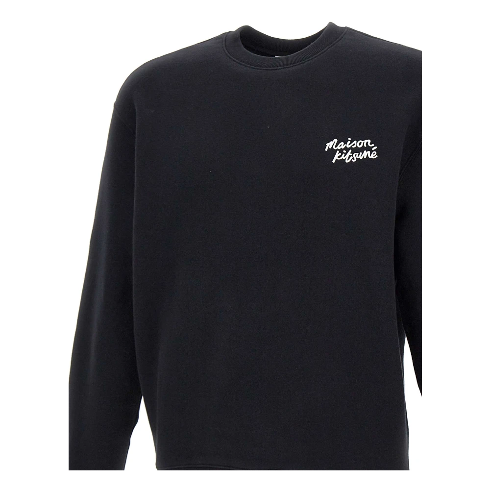 Maison Kitsuné Zwarte Katoenen Sweatshirt met Logo Black Heren