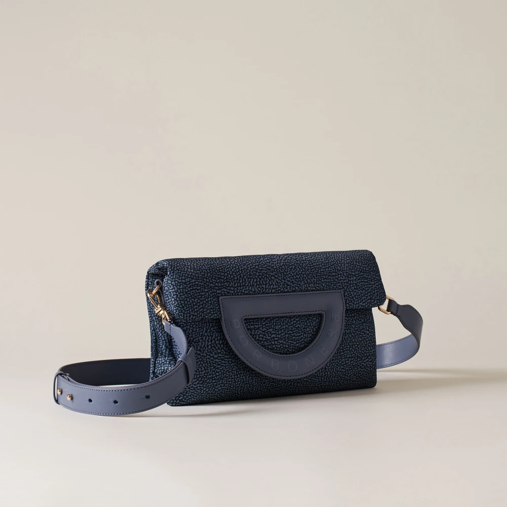 Borbonese Elegante Bouche Denim Schoudertas Blue Dames