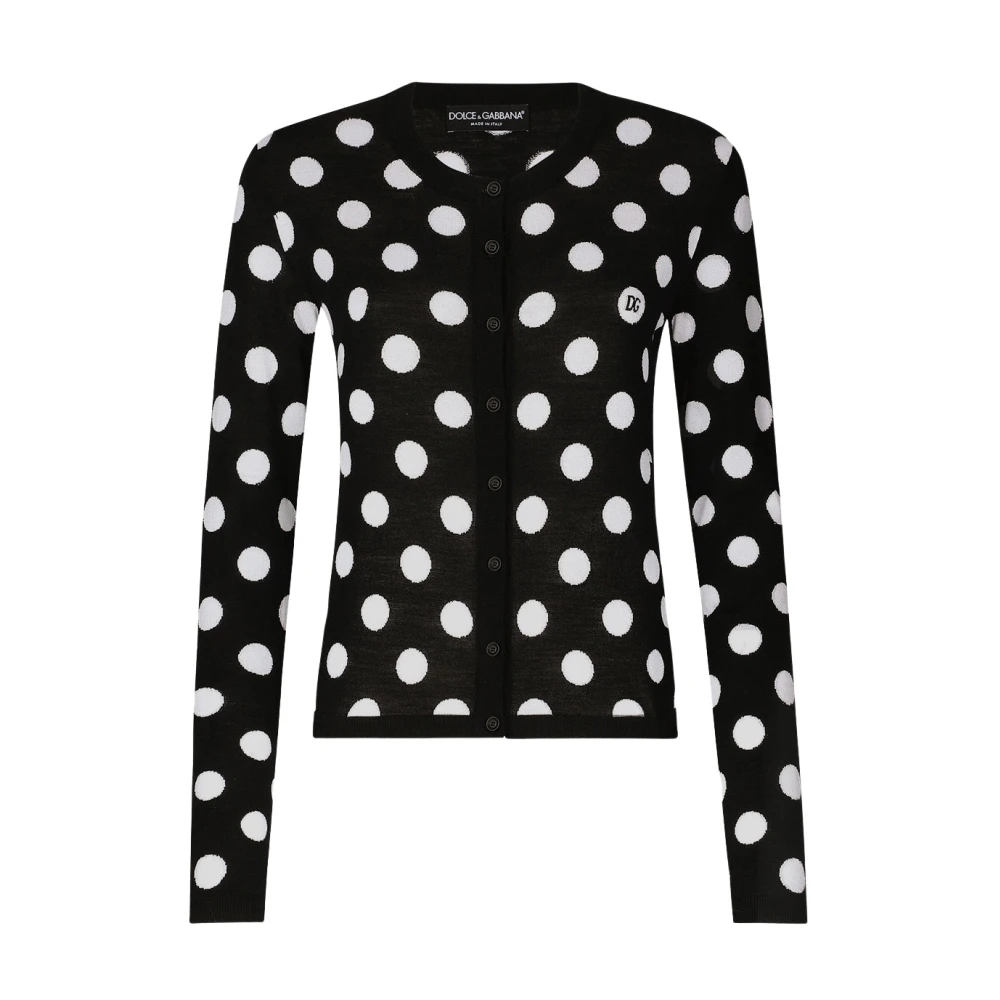Dolce & Gabbana Polka-dot Wol Zijde Vest Black Dames