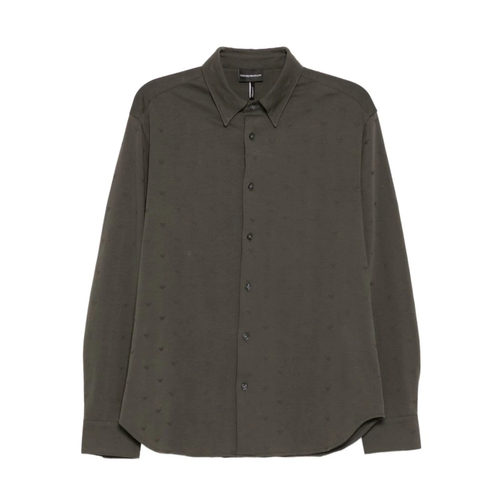 Emporio Armani Men's Gray Logo Cotton Shirt