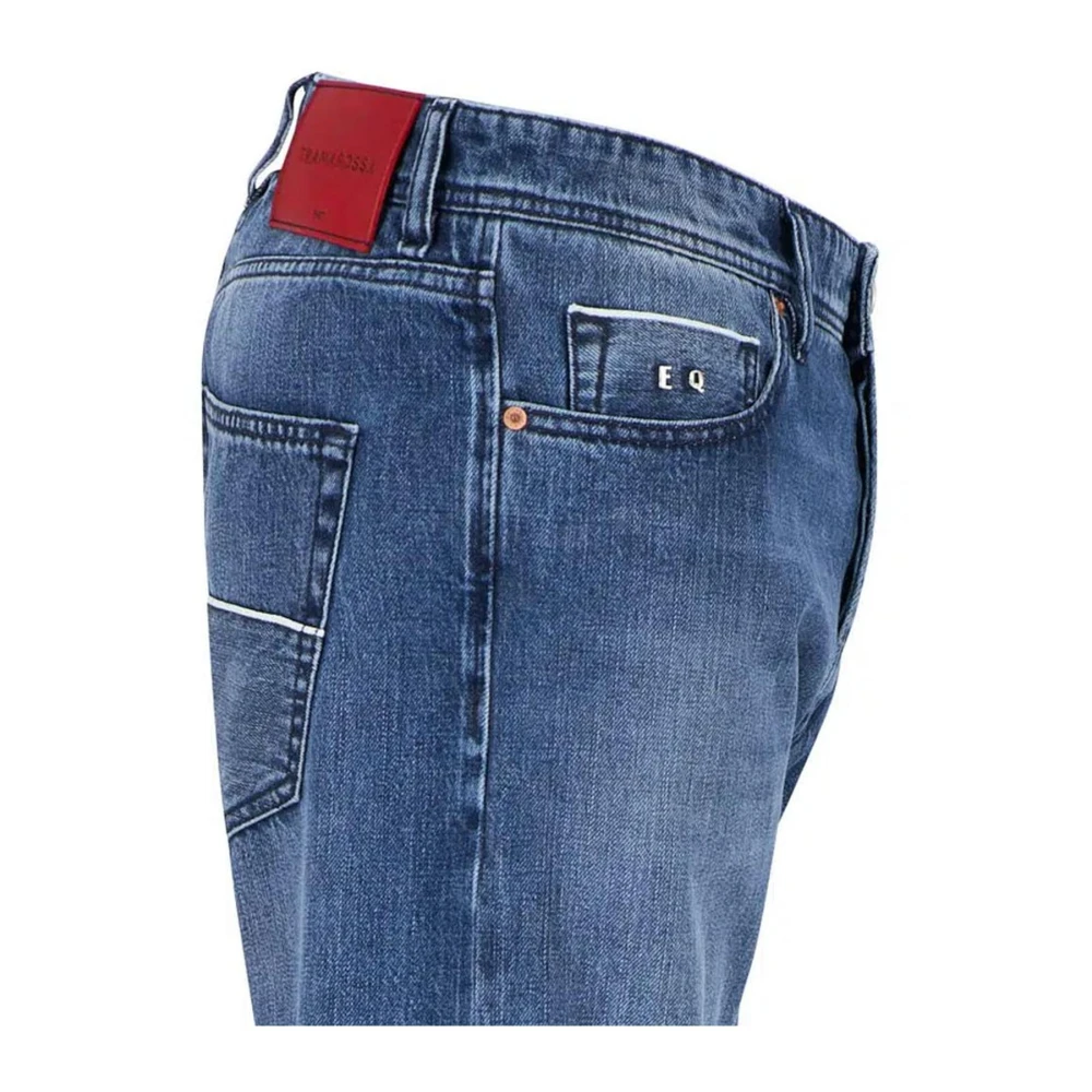 Tramarossa Verwijderbare Initialen Selvedge Jeans met Leren Label Blue Heren