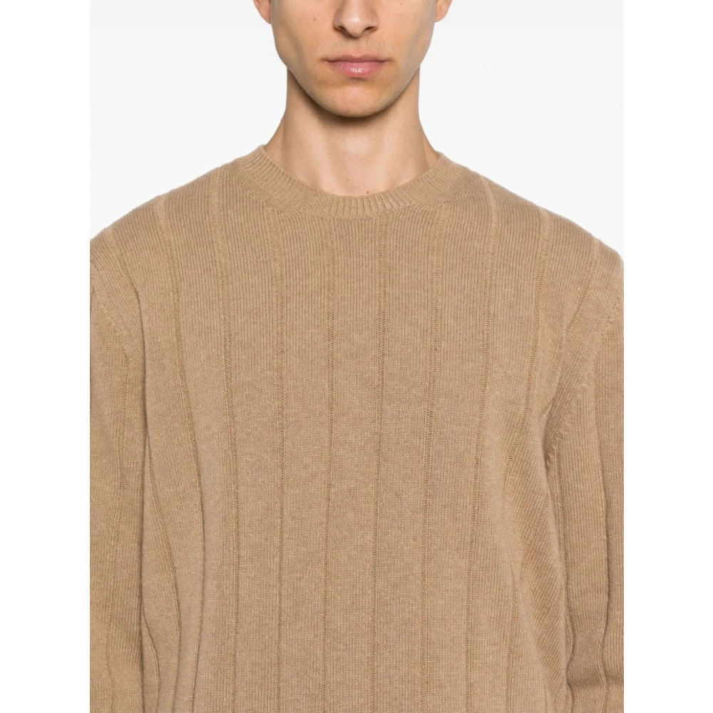 Zanone Bruine Sweater met Girocollo Hals Brown Heren