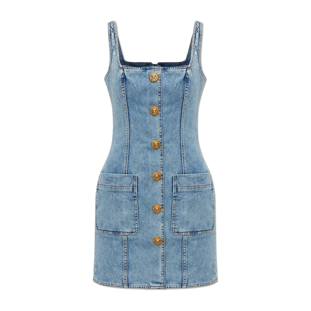 Balmain Women's Blue Denim Dress - Short Dresses - S - Dresses