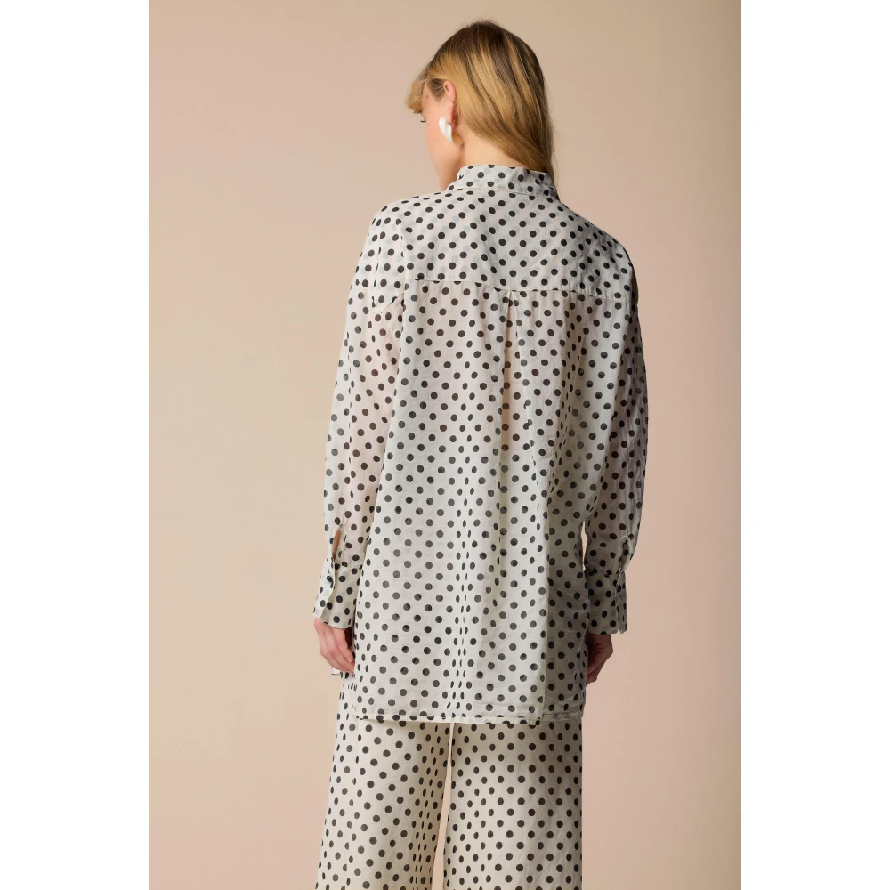 Kocca Gestippelde Roomkleurige Shirt met Lange Mouwen White Dames