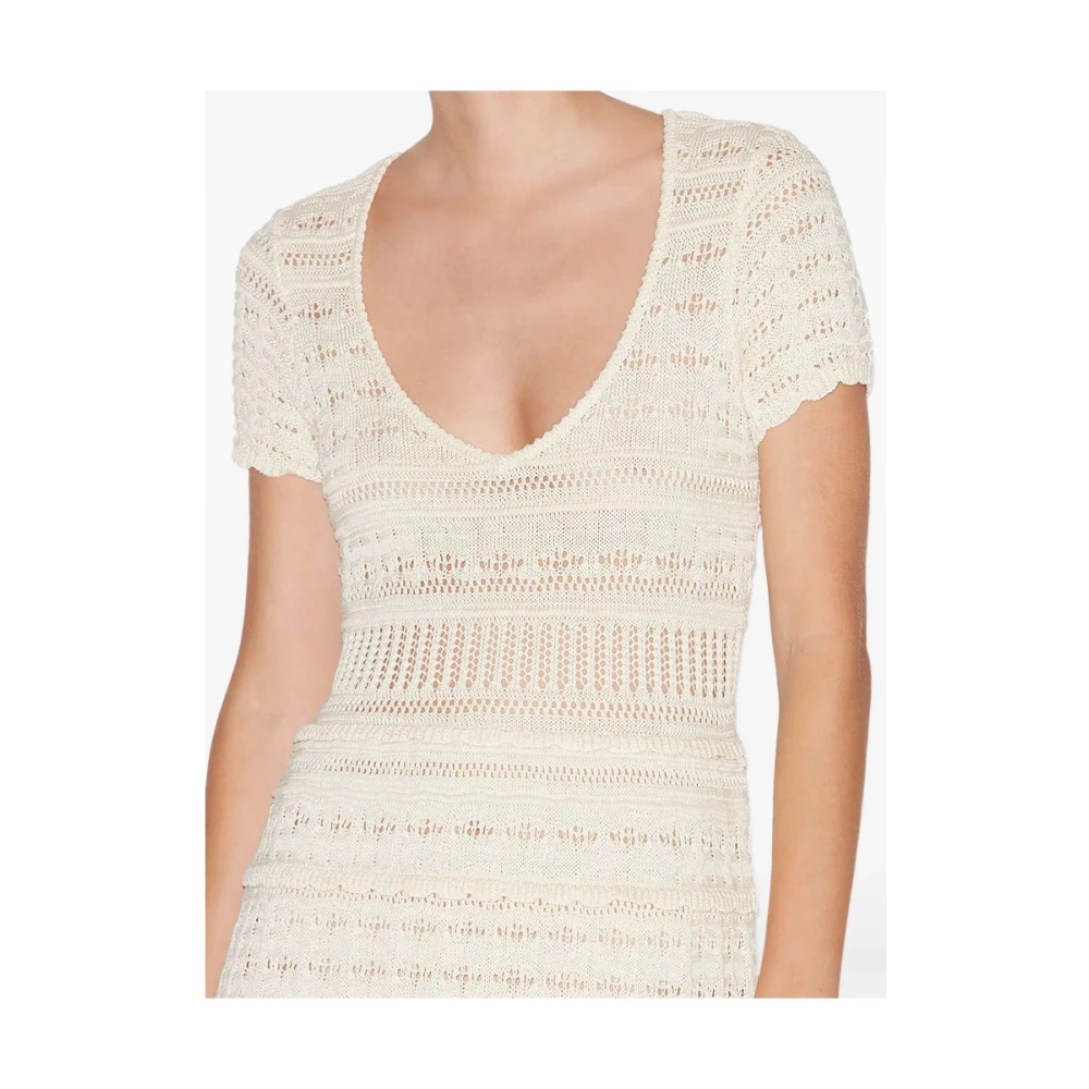 Isabel Marant Étoile Gehaakte Gebreide V-hals Jurk Beige Dames