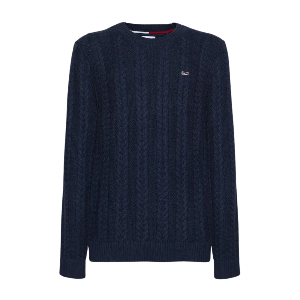 Tommy Jeans Mannelijk Blauw Truien & Vesten Heren, L, Katoen, Biologisch Katoenen Kabeltrui