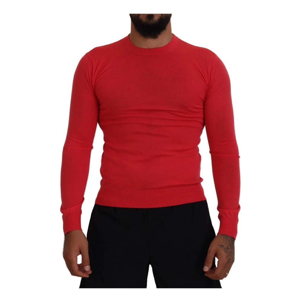 Dsquared2 Rode Wol Crewneck Sweater Red Heren