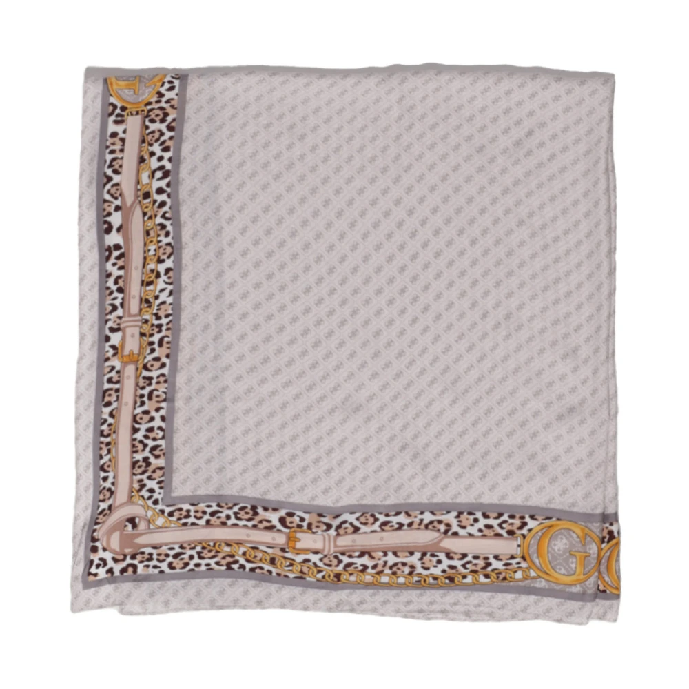 Guess Gedrukte Viscose Sjaal Beige Print Beige Dames