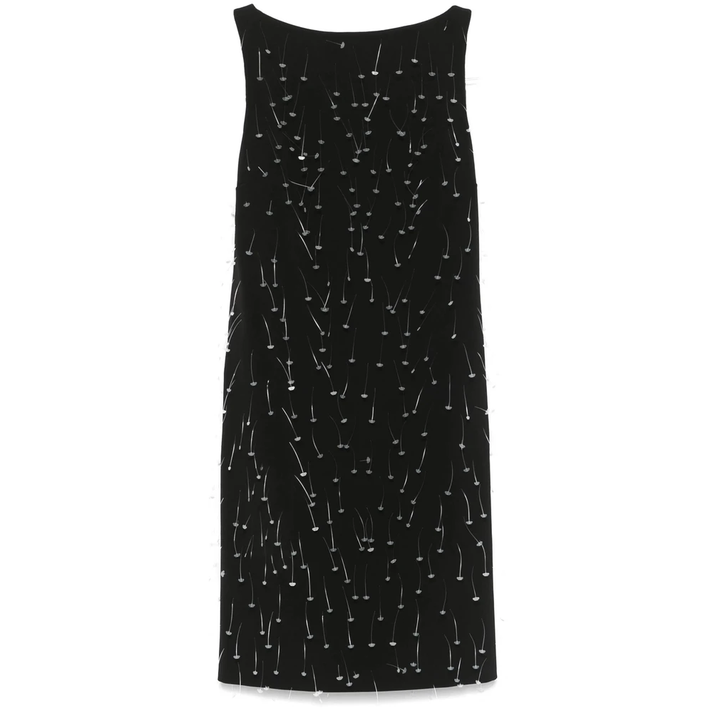 Moschino Zwarte Bootnek Mouwloze Jurk Black Dames